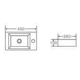 Nueva Bathware Nueva 450mm Rectangular Ceramic Wall-Hung Basin with Right Tap Hole