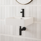 Nueva Bathware Vento 420mm Square Wall Hung Ceramic Basin with Mixer Hole