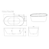 Nueva Bathware Iseo Free-Standing Acrylic Thin Edge Bath