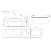 Nueva Bathware Iseo Free-Standing Acrylic Thin Edge Bath