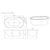 Nueva Bathware Merc Gloss White Oval Acrylic Freestanding Bath