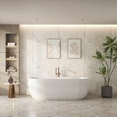 Nueva Bathware Esme Gloss White Acrylic Back to Wall Bath with Overflow