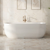 Nueva Bathware Esme Gloss White Acrylic Back to Wall Bath with Overflow