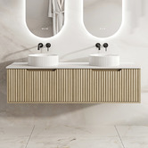 Nueva Bathware Colette 1500mm Wall Hung Double Vanity with Stone Countertop