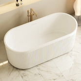 Nueva Bathware Dahlia Gloss White Acrylic Fluted Freestanding Bath with Overflow