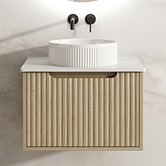 Nueva Bathware Colette 600mm Natural Oak Wall Hung Vanity with Stone Countertop