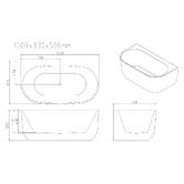 Nueva Bathware Esme Gloss White Acrylic Back to Wall Bath with Overflow