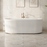 Nueva Bathware Dahlia Gloss White Acrylic Fluted Freestanding Bath with Overflow