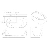Nueva Bathware Esme Gloss White Acrylic Back to Wall Bath with Overflow