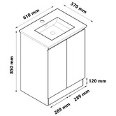 Nueva Bathware Liora 600mm Freestanding Vanity with Single Integrated Basin