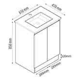 Nueva Bathware Mirabelle 600mm Freestanding Vanity with Single Integrated Basin