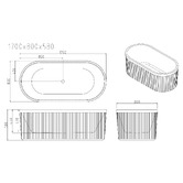 Nueva Bathware Dahlia Gloss White Acrylic Fluted Freestanding Bath with Overflow