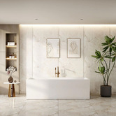 Nueva Bathware Orta Gloss White Rectangle Acrylic Freestanding Bath