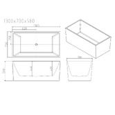 Nueva Bathware Orta Gloss White Rectangle Acrylic Freestanding Bath