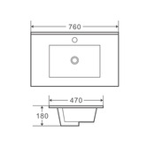 Nueva Bathware Bianca 750mm Gloss White Freestanding Vanity with Ceramic Countertop