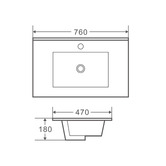 Nueva Bathware Bianca 750mm Gloss White Wall Hung Vanity with Ceramic Countertop
