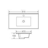 Nueva Bathware Bianca 900mm Gloss White Vanity with Integrated Basin