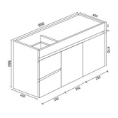 Nueva Bathware Bianca 900mm Gloss White Wall Hung Vanity with Ceramic Countertop
