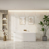 Nueva Bathware Bessemer Gloss White Rectangular Acrylic Back to Wall Bath with Overflow