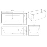 Nueva Bathware Bessemer Gloss White Rectangular Acrylic Back to Wall Bath with Overflow