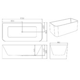 Nueva Bathware Bessemer Gloss White Rectangular Acrylic Back to Wall Bath with Overflow