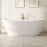 Nueva Bathware Nevada Gloss White Slipper Acrylic Freestanding Bath with Overflow