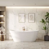 Nueva Bathware Nevada Gloss White Slipper Acrylic Freestanding Bath with Overflow