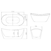 Nueva Bathware Nevada Gloss White Slipper Acrylic Freestanding Bath with Overflow
