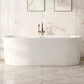 Nueva Bathware Vermont Gloss White Oval Acrylic Freestanding Bath with Overflow