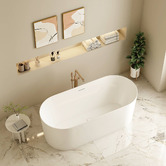 Nueva Bathware Vermont Gloss White Oval Acrylic Freestanding Bath with Overflow