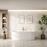 Nueva Bathware Vermont Gloss White Oval Acrylic Freestanding Bath with Overflow
