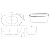 Nueva Bathware Vermont Gloss White Oval Acrylic Freestanding Bath with Overflow