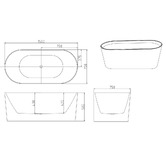 Nueva Bathware Vermont Gloss White Oval Acrylic Freestanding Bath with Overflow