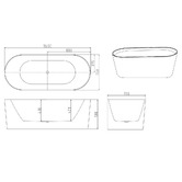 Nueva Bathware Vermont Gloss White Oval Acrylic Freestanding Bath with Overflow