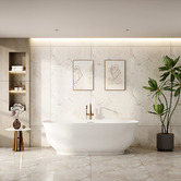 Nueva Bathware Lisbon Gloss White Oval Acrylic Freestanding Bath with Overflow