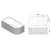 Nueva Bathware Salem Matte White Oval Acrylic Corner Bath &amp; Wall Mixer Set