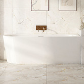 Nueva Bathware Costa Gloss White Oval Acrylic Corner Bath with Overflow