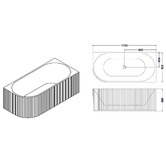 Nueva Bathware Salem Matte White Oval Acrylic Corner Bath with Overflow