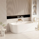 Nueva Bathware Costa Gloss White Oval Acrylic Corner Bath with Overflow