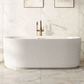 Nueva Bathware Salem Matte White Oval Acrylic Freestanding Bath with Overflow
