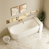 Nueva Bathware Costa Gloss White Oval Acrylic Corner Bath with Overflow