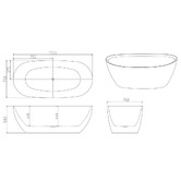Nueva Bathware Bellevue Oval Acrylic Freestanding Bath with Overflow