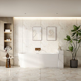 Nueva Bathware Costa Gloss White Oval Acrylic Corner Bath with Overflow