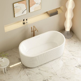Nueva Bathware Salem Matte White Oval Acrylic Freestanding Bath with Overflow