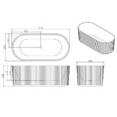Nueva Bathware Salem Matte White Oval Acrylic Freestanding Bath with Overflow