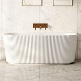 Nueva Bathware Salem Matte White Oval Acrylic Back to Wall Bath with Overflow