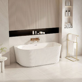 Nueva Bathware Salem Matte White Oval Acrylic Back to Wall Bath with Overflow