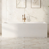 Nueva Bathware Albany Gloss White Rectangular Acrylic Freestanding Bath &amp; Wall Mixer Set