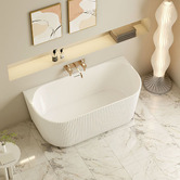 Nueva Bathware Salem Matte White Oval Acrylic Back to Wall Bath with Overflow