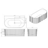 Nueva Bathware Salem Matte White Oval Acrylic Back to Wall Bath with Overflow